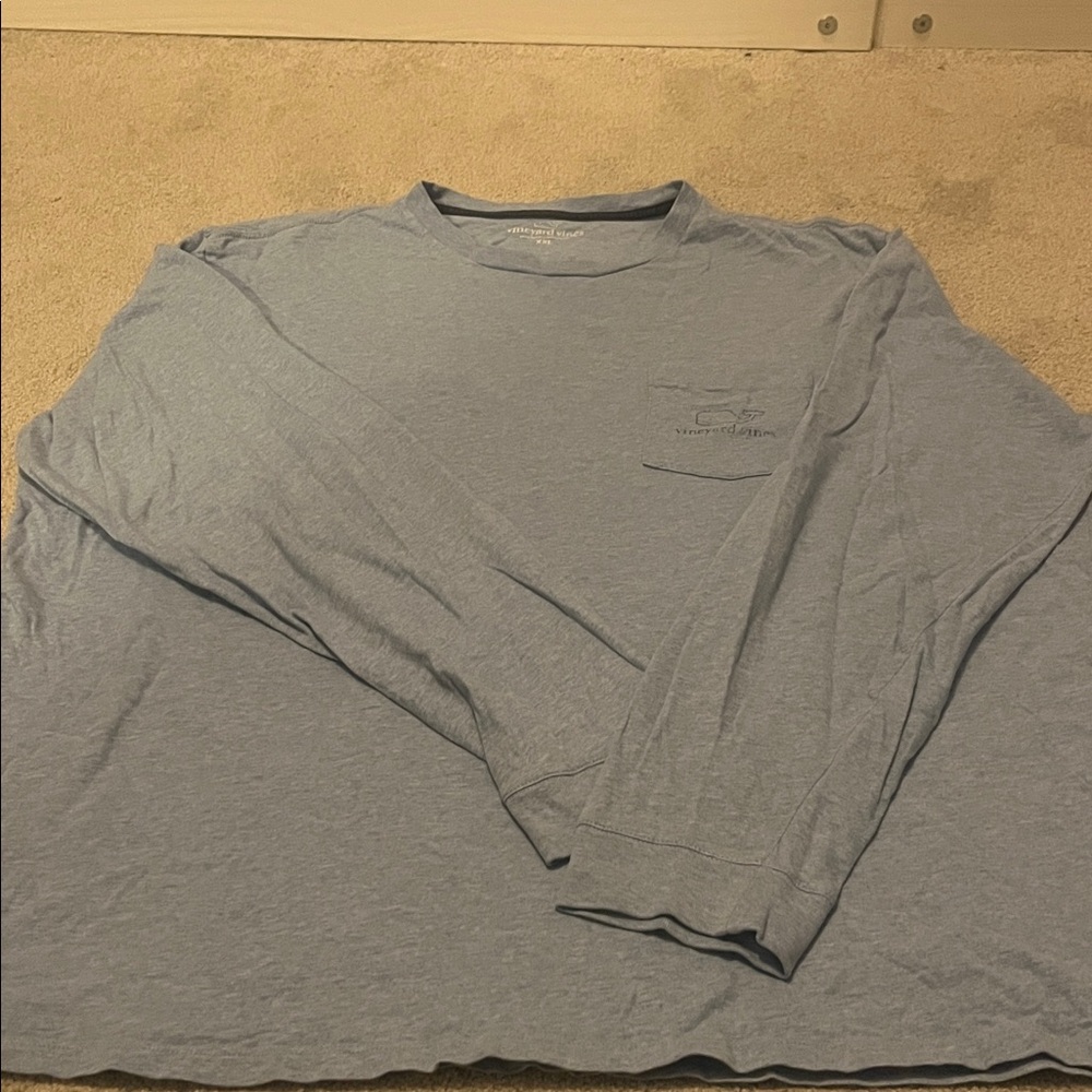 Vineyard Vines light blue  Long Sleeve Pocket Tee with whale logo